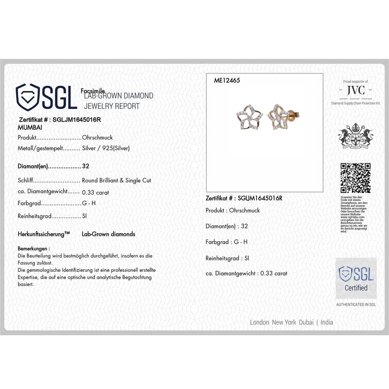 Luxuriant Lab Grown Diamond G-H SI 0.33 ctw Earrings in 18K Vermeil Yellow Gold Over Sterling Silver