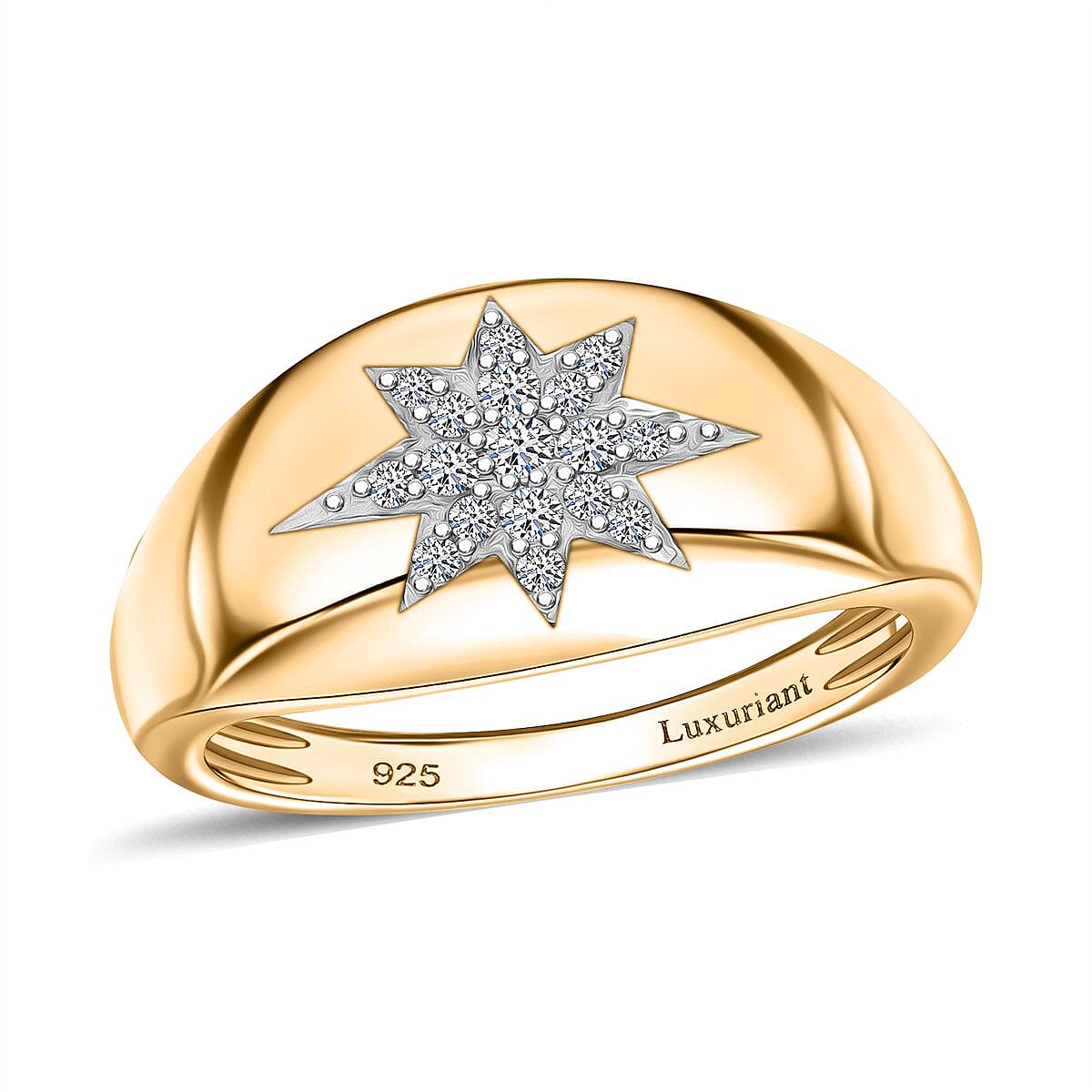 Lab Grown Diamond (SI GH) 0.15 ctw Ring in Vermeil YG Over Sterling Silver (Size 9)