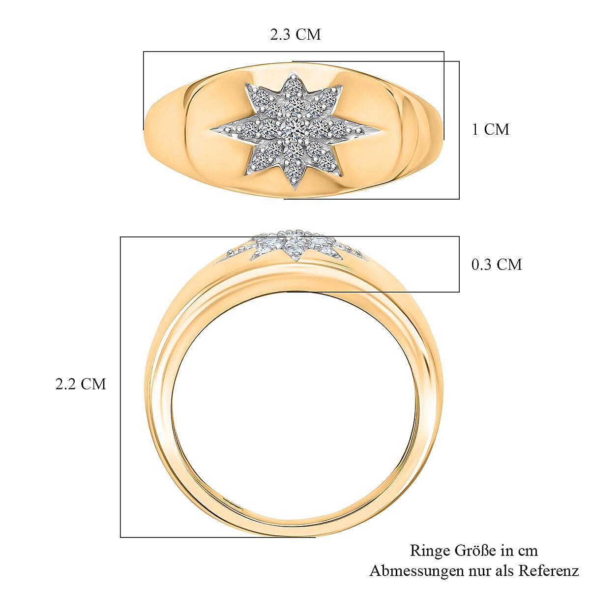 Lab Grown Diamond (SI GH) 0.15 ctw Ring in Vermeil YG Over Sterling Silver (Size 9) image number 2