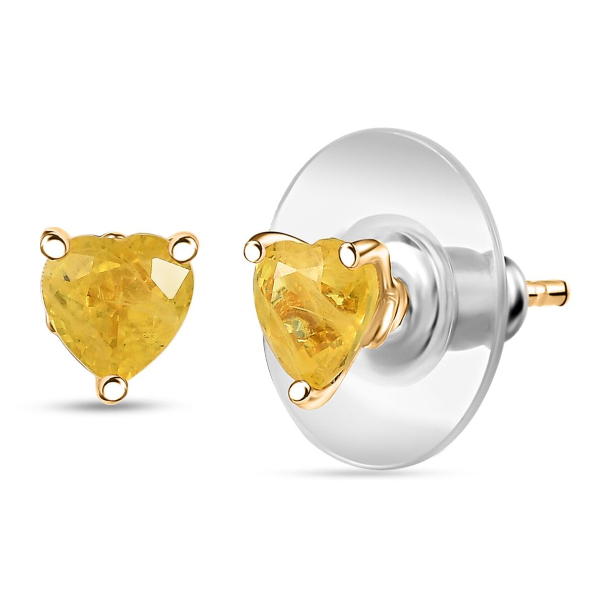 D'Joy Madagascar Yellow Sapphire 1.30 ctw Heart Stud Earrings in 18K Vermeil Yellow Gold Over Sterling Silver image number 0