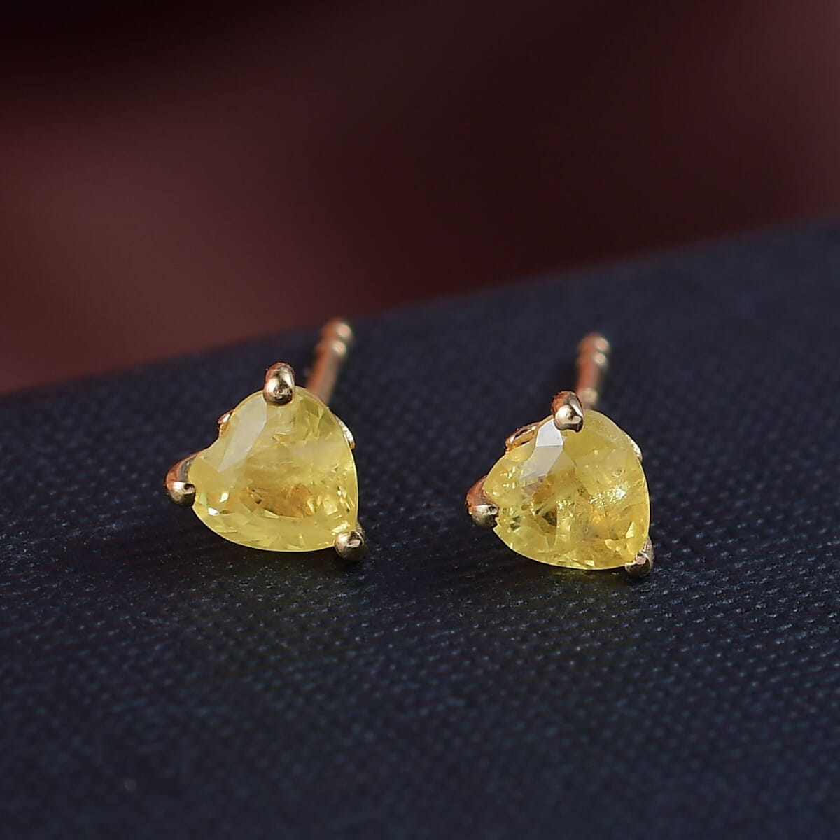 D'Joy Madagascar Yellow Sapphire 1.30 ctw Heart Stud Earrings in 18K Vermeil Yellow Gold Over Sterling Silver image number 1