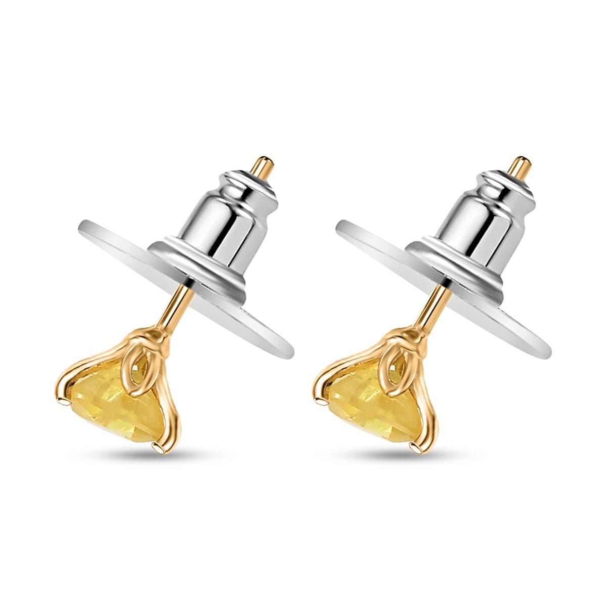 D'Joy Madagascar Yellow Sapphire 1.30 ctw Heart Stud Earrings in 18K Vermeil Yellow Gold Over Sterling Silver image number 3