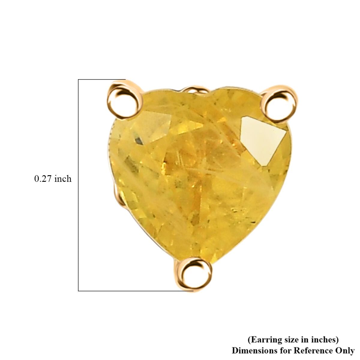 D'Joy Madagascar Yellow Sapphire 1.30 ctw Heart Stud Earrings in 18K Vermeil Yellow Gold Over Sterling Silver image number 4