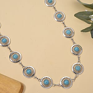 Constituted Blue Howlite 26.00 ctw Southwestern Waist Chain in Silvertone 43 Inches