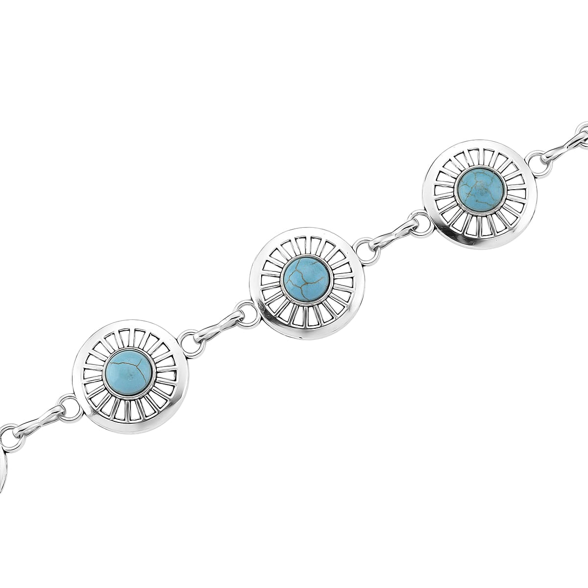 Constituted Blue Howlite 26.00 ctw Southwestern Waist Chain in Silvertone 43 Inches image number 2