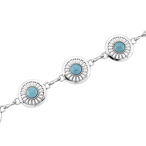 Constituted Blue Howlite 26.00 ctw Southwestern Waist Chain in Silvertone 43 Inches