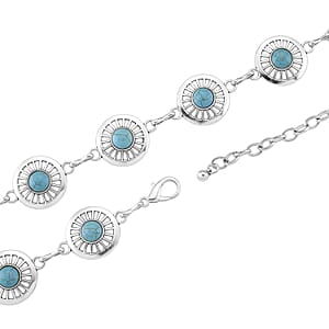 Constituted Blue Howlite 26.00 ctw Southwestern Waist Chain in Silvertone 43 Inches