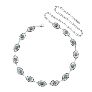 Constituted Blue Howlite 26.00 ctw Southwestern Waist Chain in Silvertone 43 Inches