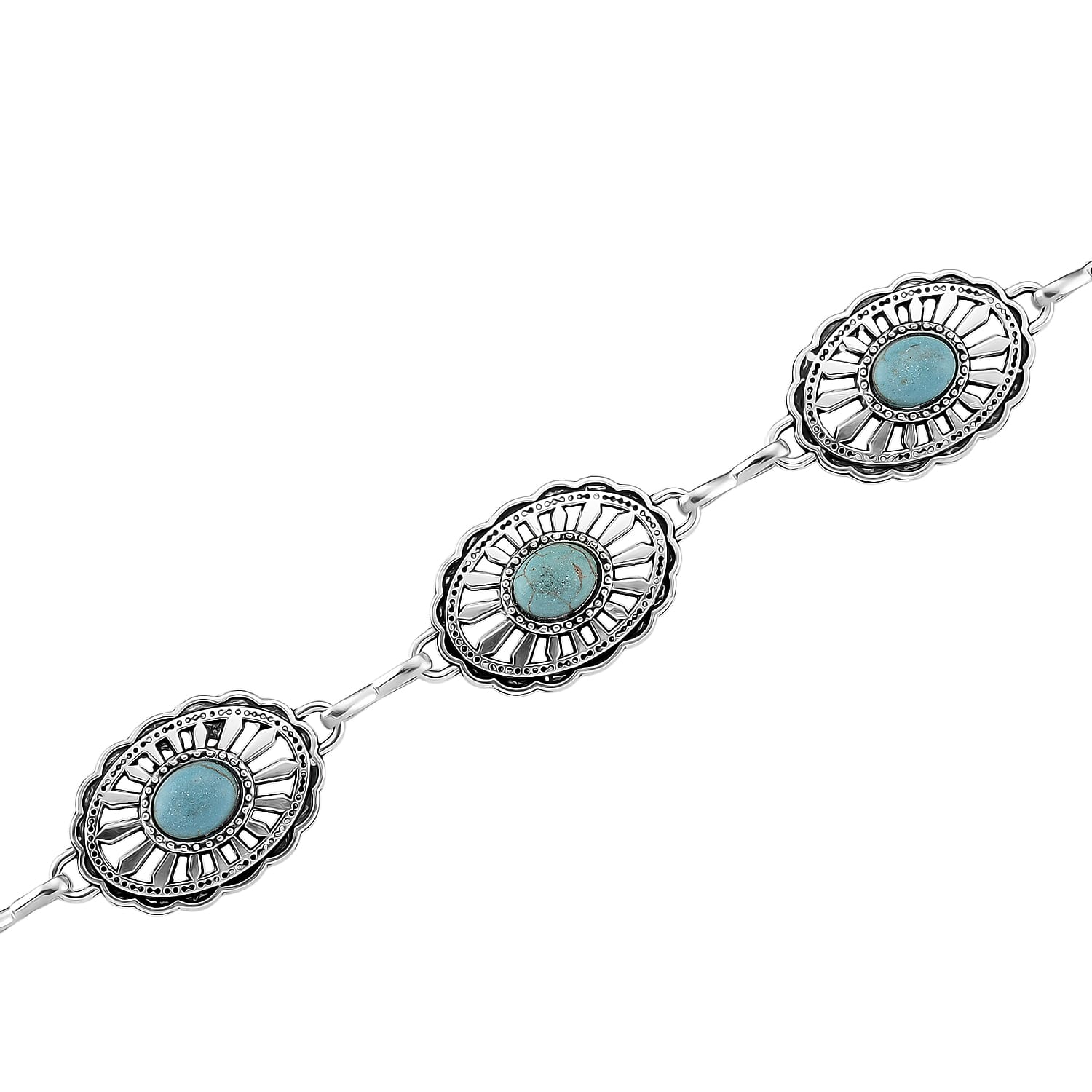 Constituted Blue Howlite 26.00 ctw Southwestern Waist Chain in Silvertone 43 Inches