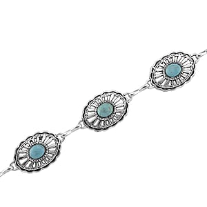 Constituted Blue Howlite 26.00 ctw Southwestern Waist Chain in Silvertone 43 Inches