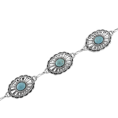 Constituted Blue Howlite 26.00 ctw Southwestern Waist Chain in Silvertone 43 Inches