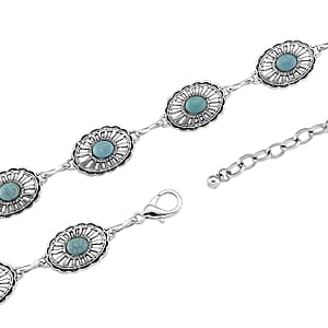 Constituted Blue Howlite 26.00 ctw Southwestern Waist Chain in Silvertone 43 Inches