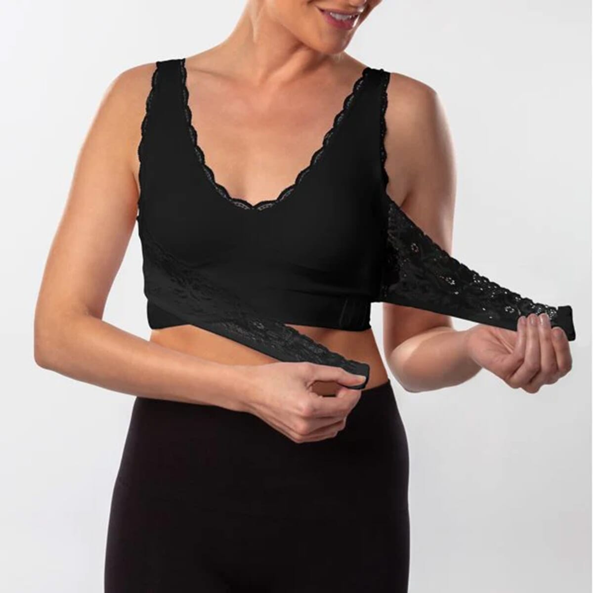 Cara Mia Set of 3 Criss Cross Bras (Black, Black, White) - Small (Ships in 5-7 Business Days) image number 1