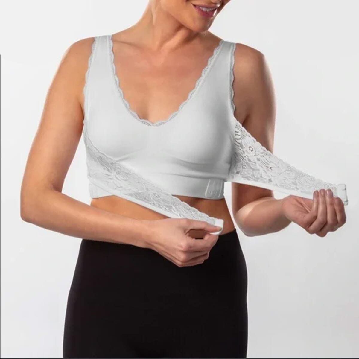 Cara Mia Set of 3 Criss Cross Bras (Black, Black, White) - Small (Ships in 5-7 Business Days) image number 2