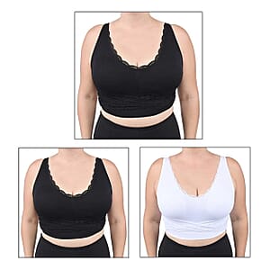 Cara Mia Set of 3 Criss Cross Bras (Black, Black, White) - Medium