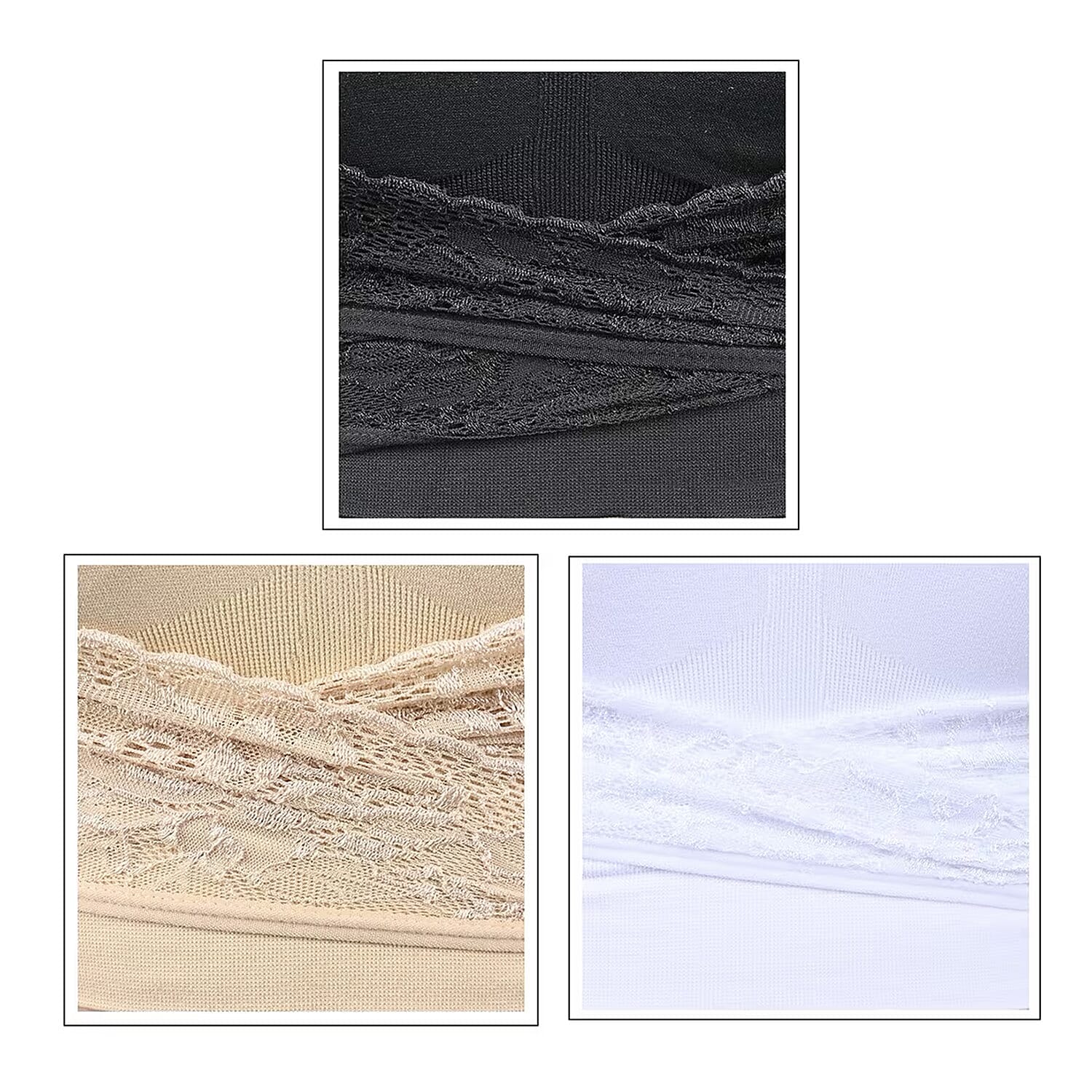 Cara Mia Set of 3 Criss Cross Bras (Black, Black, White) - Medium