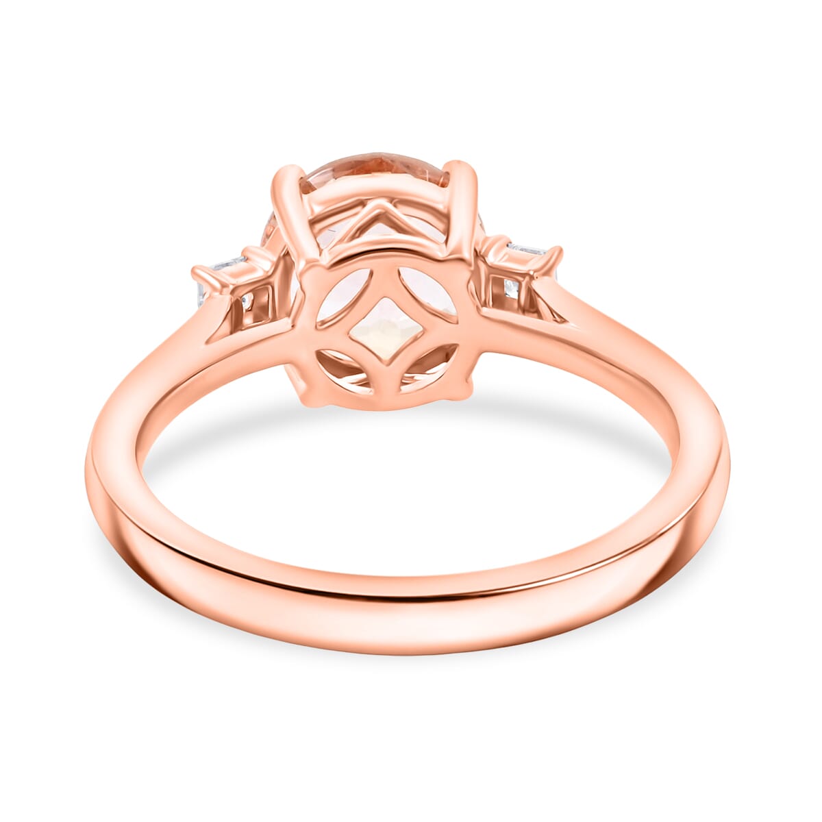Certified & Appraised Luxoro AAA Marropino Morganite and I2 Diamond 1.80 ctw Ring in 14K Rose Gold (Size 10.0) image number 4