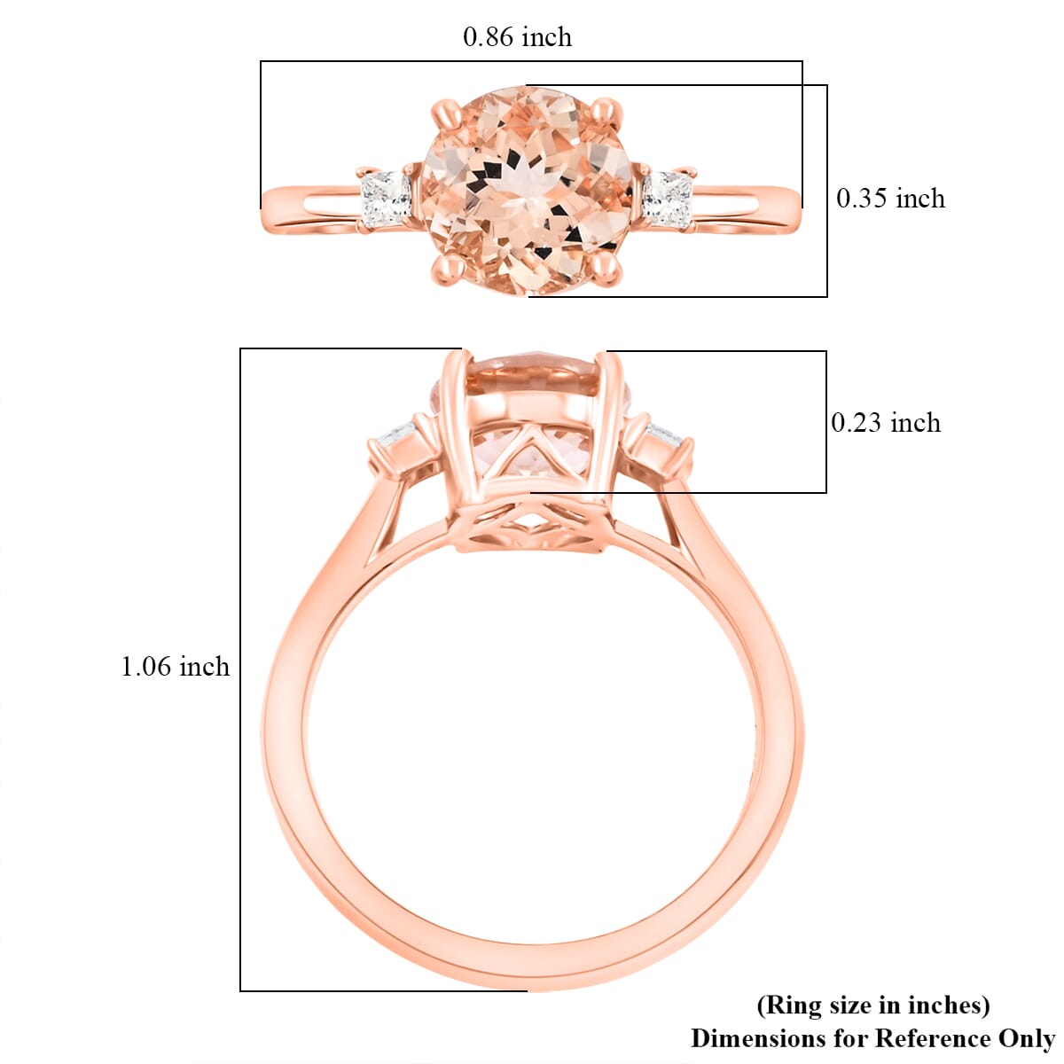Certified & Appraised Luxoro AAA Marropino Morganite and I2 Diamond 1.80 ctw Ring in 14K Rose Gold (Size 10.0) image number 5