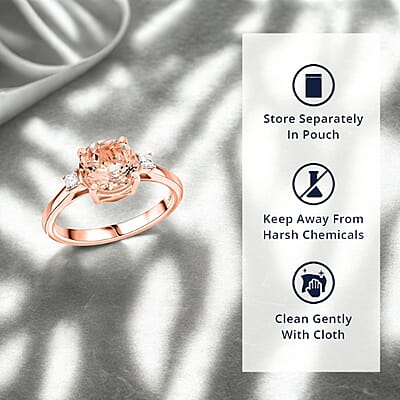 Certified & Appraised Luxoro 14K Rose Gold AAA Marropino Morganite, Diamond (I2) Ring (Size 5.0) 1.80 ctw