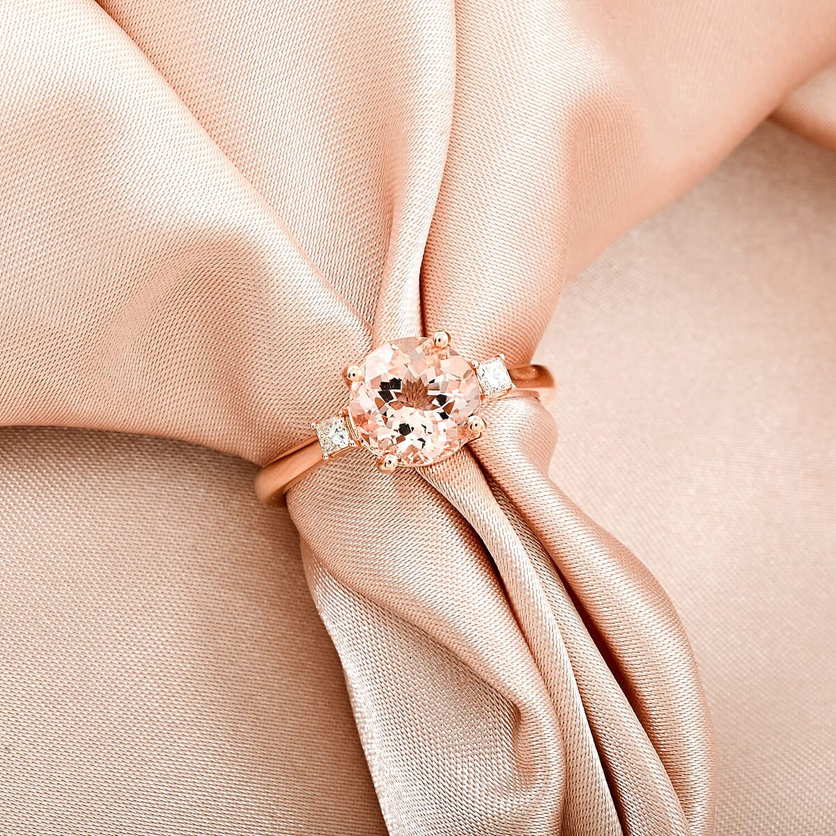 Certified & Appraised Luxoro 14K Rose Gold AAA Marropino Morganite, Diamond (I2) Ring (Size 5.5) 1.80 ctw image number 1