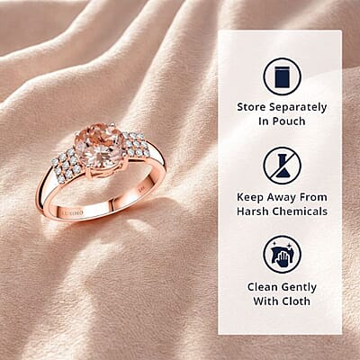 Certified & Appraised Luxoro 14K Rose Gold AAA Marropino Morganite, Diamond (I2) (0.22 cts) Ring (Size 11.0) (4.77 g) 1.85 ctw