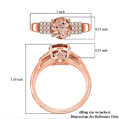 Certified & Appraised Luxoro 14K Rose Gold AAA Marropino Morganite, Diamond (I2) (0.22 cts) Ring (Size 5.0) (4.77 g) 1.85 ctw