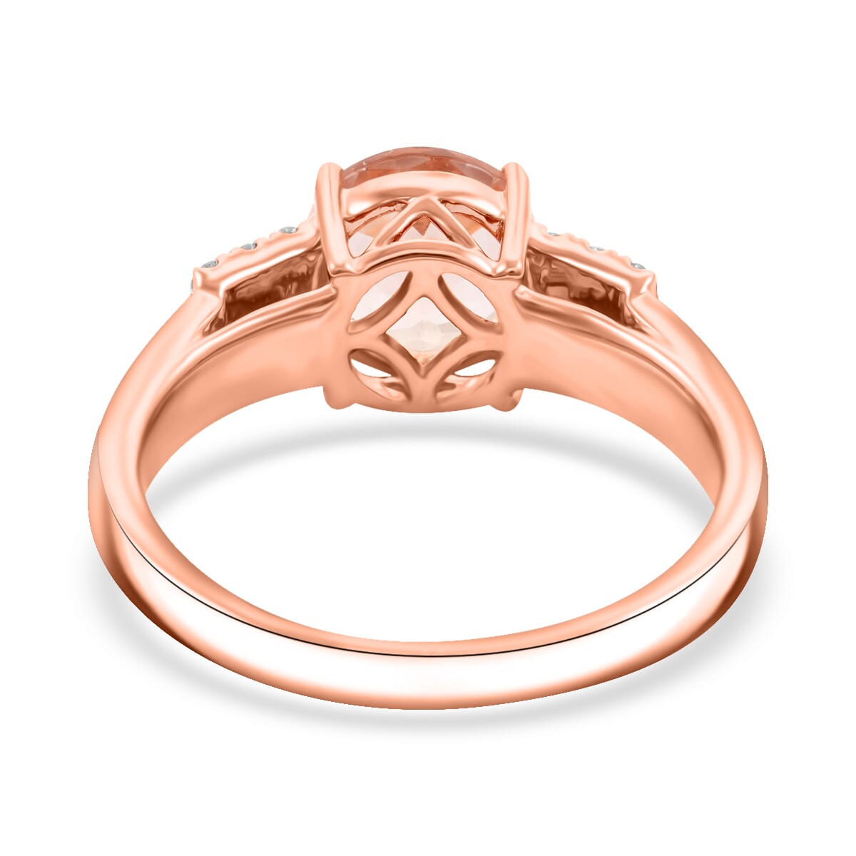 Certified & Appraised Luxoro AAA Marropino Morganite and I2 Diamond 1.85 ctw Ring in 14K Rose Gold (Size 6.0) 4.77 Grams image number 4