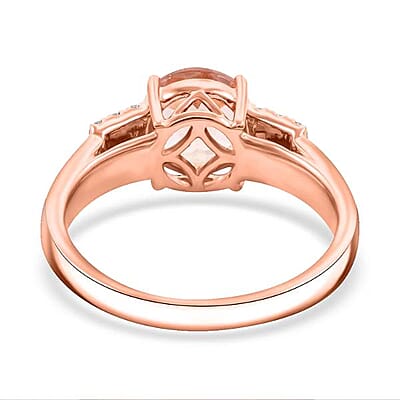 Certified & Appraised Luxoro AAA Marropino Morganite and I2 Diamond 1.85 ctw Ring in 14K Rose Gold (Size 6.0) 4.77 Grams