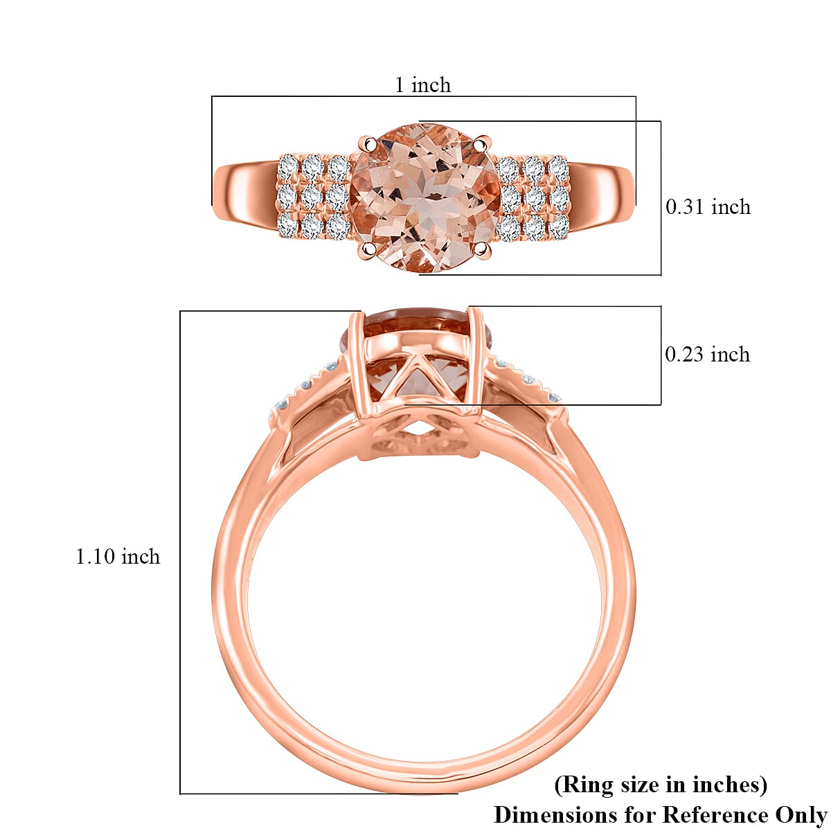 Certified & Appraised Luxoro AAA Marropino Morganite and I2 Diamond 1.85 ctw Ring in 14K Rose Gold (Size 9.0) 4.77 Grams image number 5