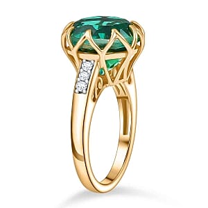 D'Joy Peacock Triplet Quartz and White Zircon 6.59 ctw Ring in 18K Vermeil Yellow Gold Over Sterling Silver (Size 9.0)