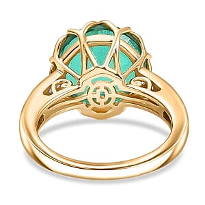 D'Joy Peacock Triplet Quartz and White Zircon 6.59 ctw Ring in 18K Vermeil Yellow Gold Over Sterling Silver (Size 9.0)