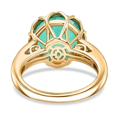 D'Joy Peacock Triplet Quartz and White Zircon 6.59 ctw Ring in 18K Vermeil Yellow Gold Over Sterling Silver (Size 9.0)