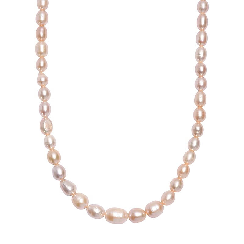 D'Joy Peach Freshwater Pearl Necklace in 18K Vermeil YG Over Sterling Silver 18 Inches