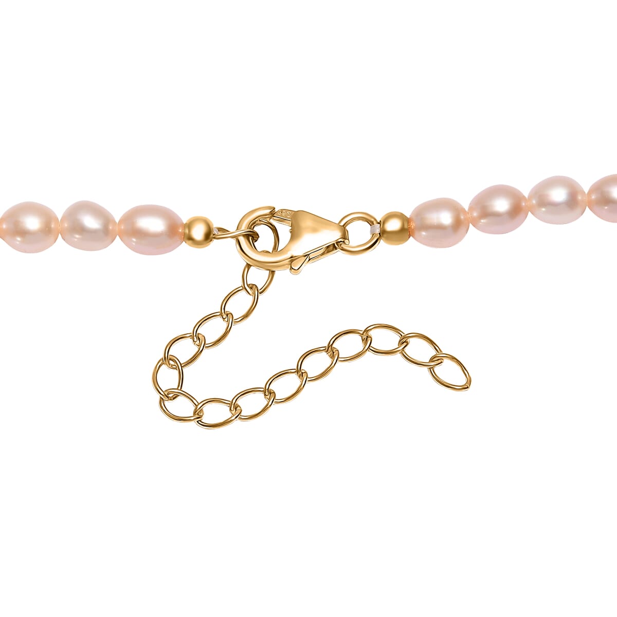 D'Joy Peach Freshwater Pearl Necklace in 18K Vermeil Yellow Gold Over Sterling Silver 18 Inches image number 4