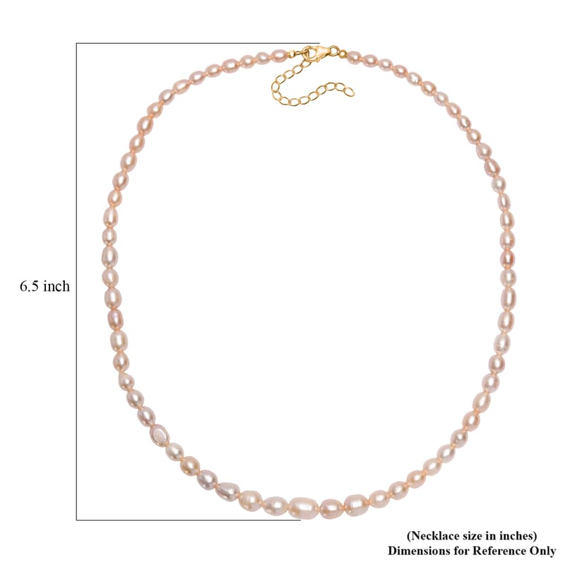 GCS D'Joy Peach Freshwater Pearl Necklace in 18K Vermeil Yellow Gold Over Sterling Silver 18 Inches