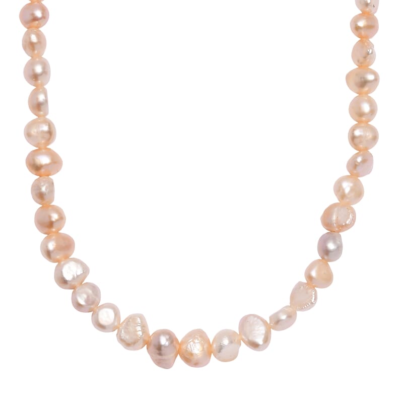 D'Joy Peach Freshwater Pearl Necklace in 18K Vermeil Yellow Gold Over Sterling Silver 18 Inches