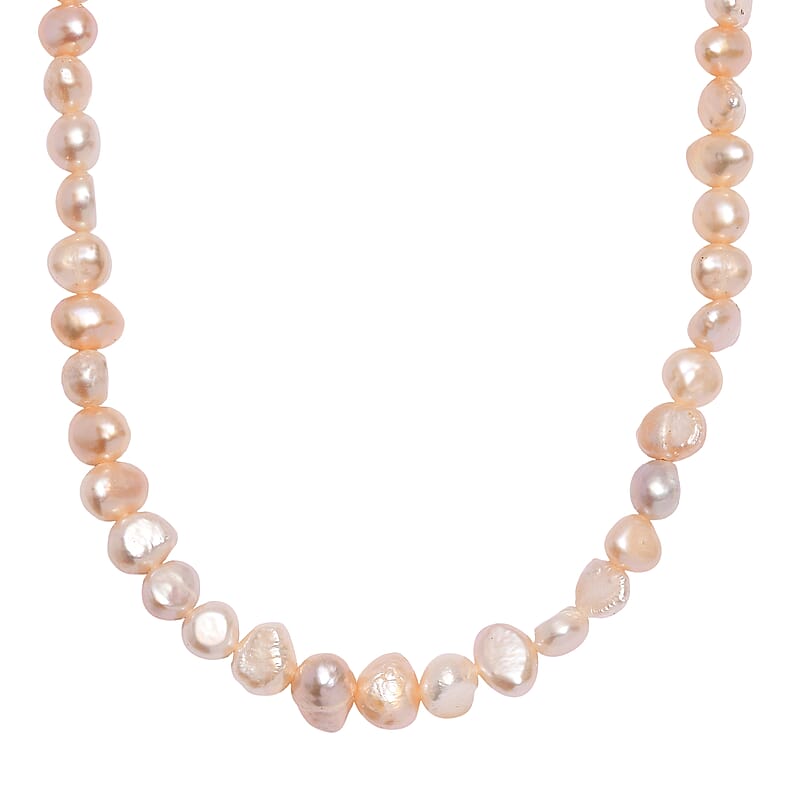 D'Joy Peach Freshwater Pearl Necklace in 18K Vermeil Yellow Gold Over Sterling Silver 18 Inches