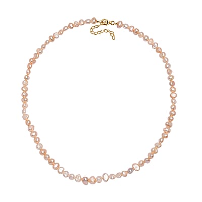 D'Joy Peach Freshwater Pearl Necklace in 18K Vermeil Yellow Gold Over Sterling Silver 18 Inches