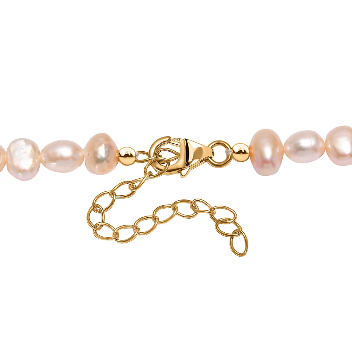 D'Joy Peach Freshwater Pearl Necklace in 18K Vermeil Yellow Gold Over Sterling Silver 18 Inches image number 4