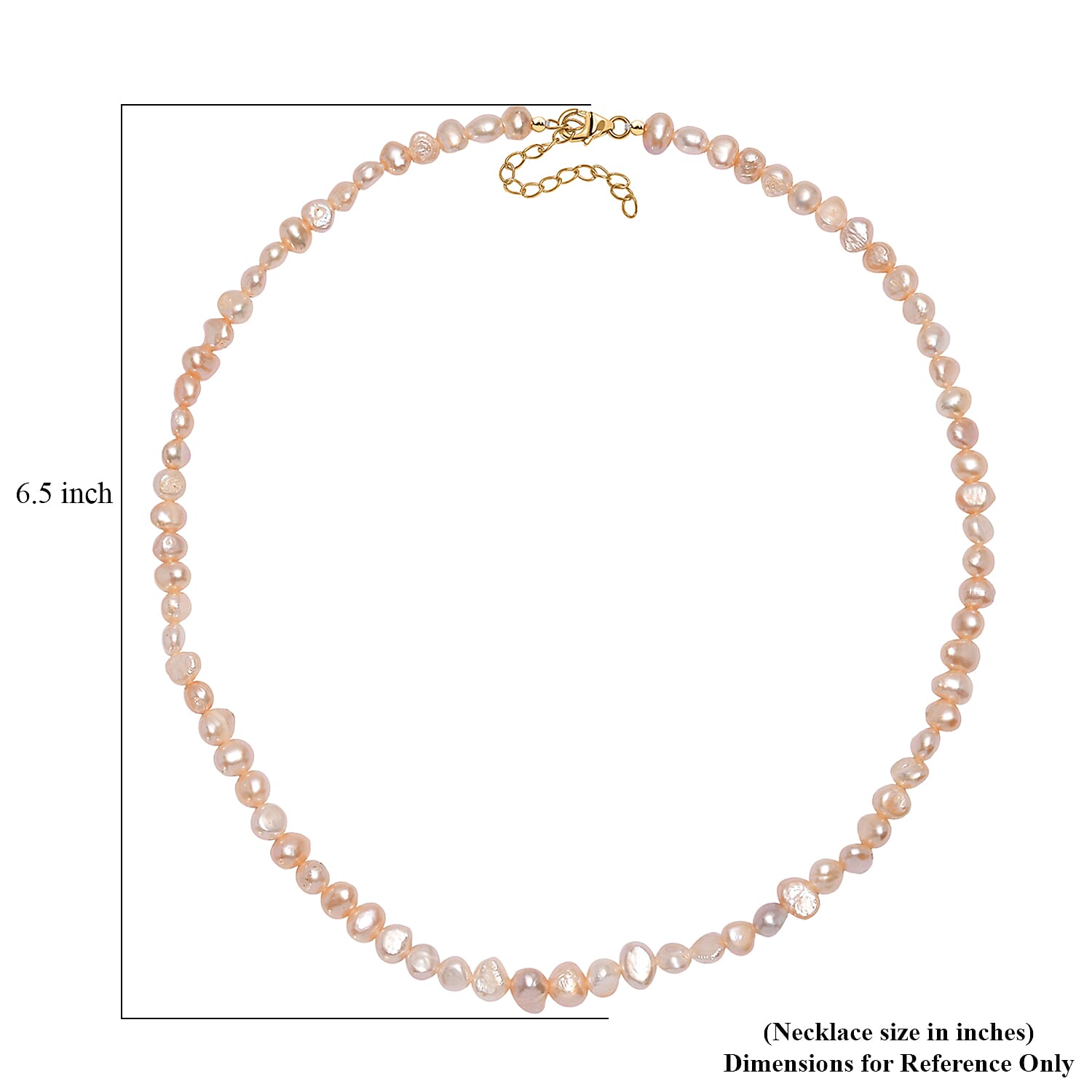 D'Joy Peach Freshwater Pearl Necklace in 18K Vermeil Yellow Gold Over Sterling Silver 18 Inches