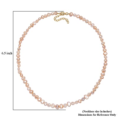 D'Joy Peach Freshwater Pearl Necklace in 18K Vermeil Yellow Gold Over Sterling Silver 18 Inches