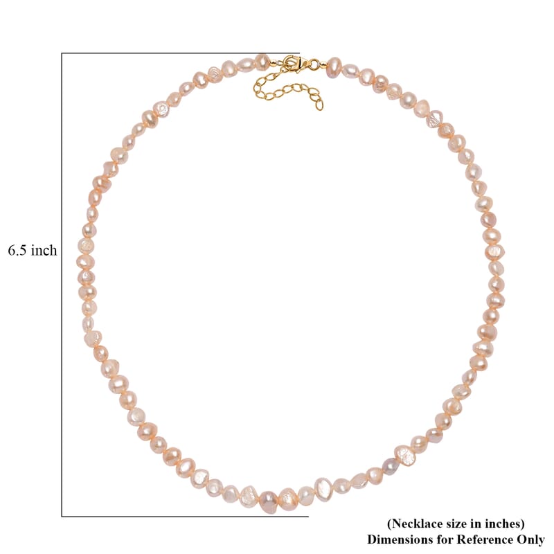 D'Joy Peach Freshwater Pearl Necklace in 18K Vermeil Yellow Gold Over Sterling Silver 18 Inches
