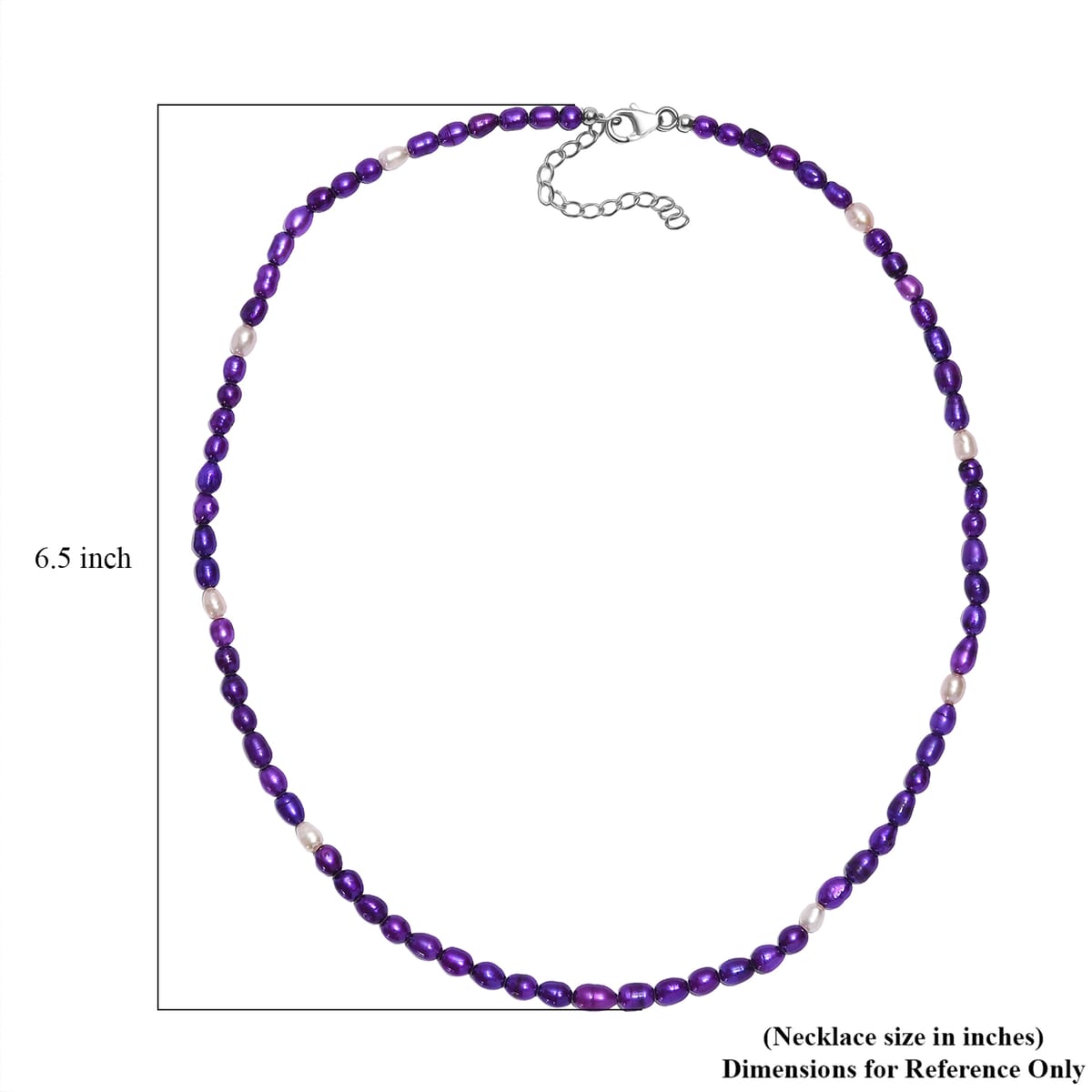 D'Joy Purple Dyed Pearl and Freshwater Pearl Necklace in Rhodium Over Sterling Silver 18 Inches image number 5