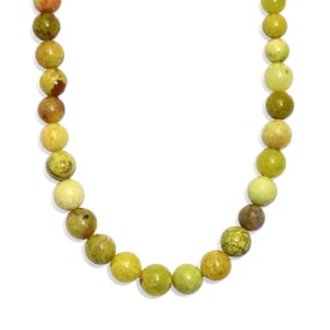 Green Opal 180.00 ctw Beaded Necklace in Rhodium Over Sterling Silver 18 Inches