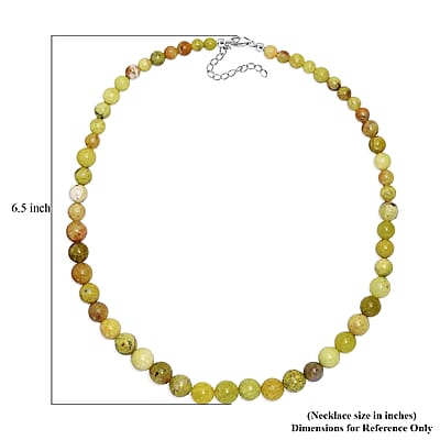 Green Opal 180.00 ctw Beaded Necklace in Rhodium Over Sterling Silver 18 Inches