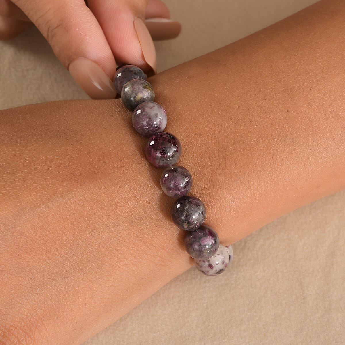 Premium Pink Tourmaline 150.00 ctw Beaded Stretch Bracelet image number 2