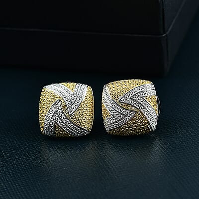 EverTrue Yellow Diamond (IR) Accent Fancy Earrings in 18K YG Plated and Platinum Bond