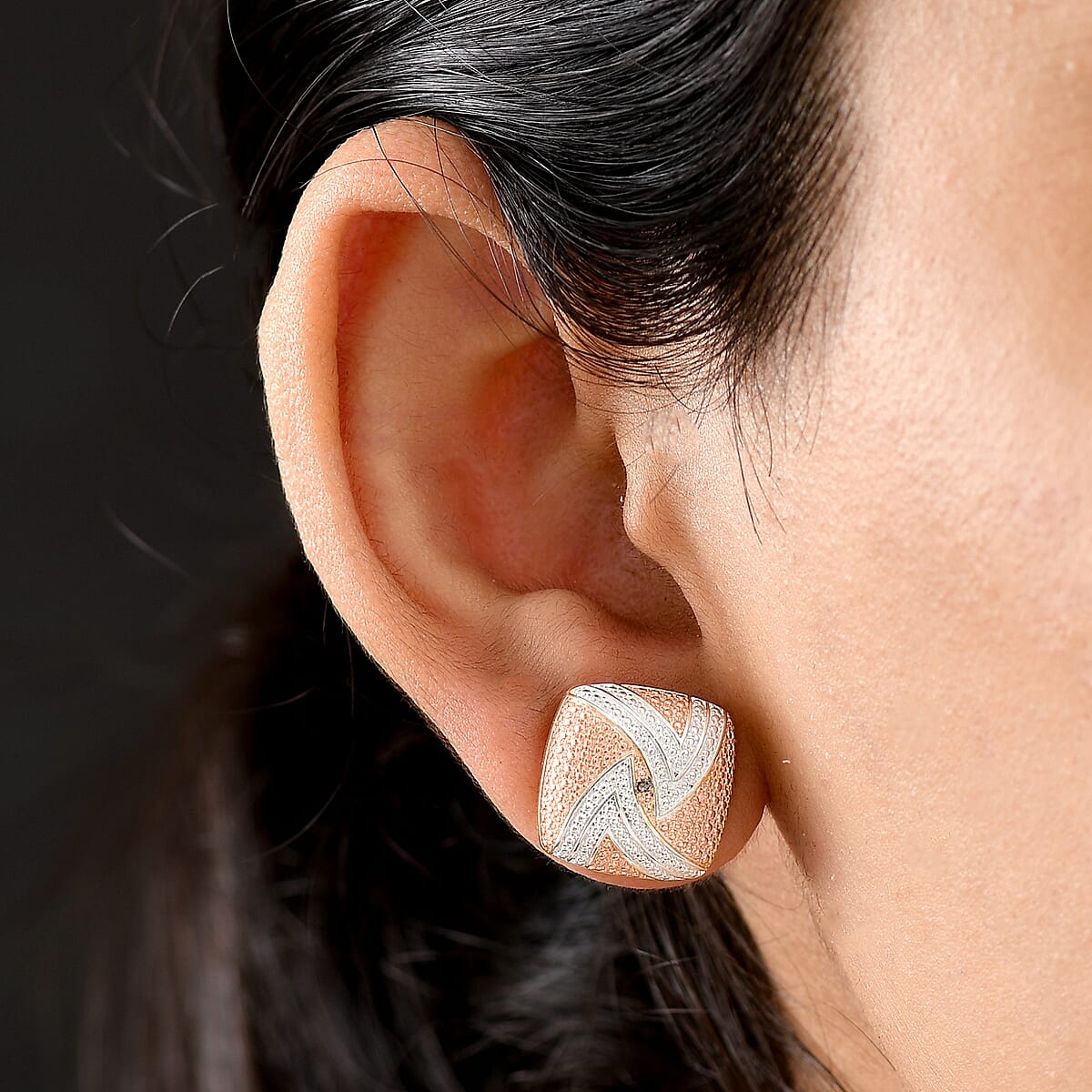 EverTrue Natural Champagne Diamond Accent Fancy Earrings in 18K RG Plated and Platinum Bond image number 1