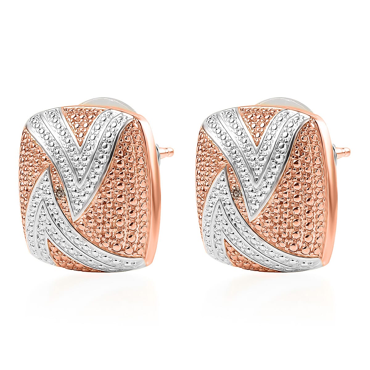 EverTrue Natural Champagne Diamond Accent Fancy Earrings in 18K RG Plated and Platinum Bond image number 2