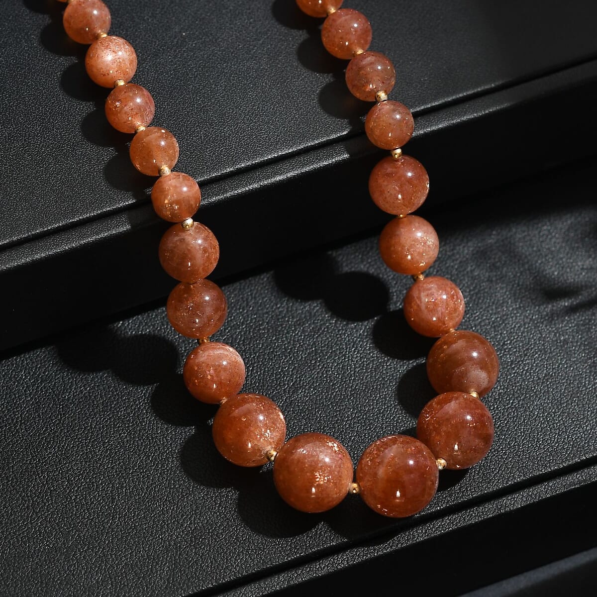 D'Joy AAAA RARE FIND Golden Sunstone 200.00 ctw Goldon Glow Beaded Necklace in 18K Vermeil Yellow Gold Over Sterling Silver 18-20 Inches image number 1